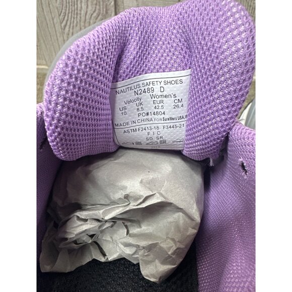 Nautilus Womens Size 10 D Gray & Lavender Athletic Safety Shoes Slip Resistant - Picture 7 of 9